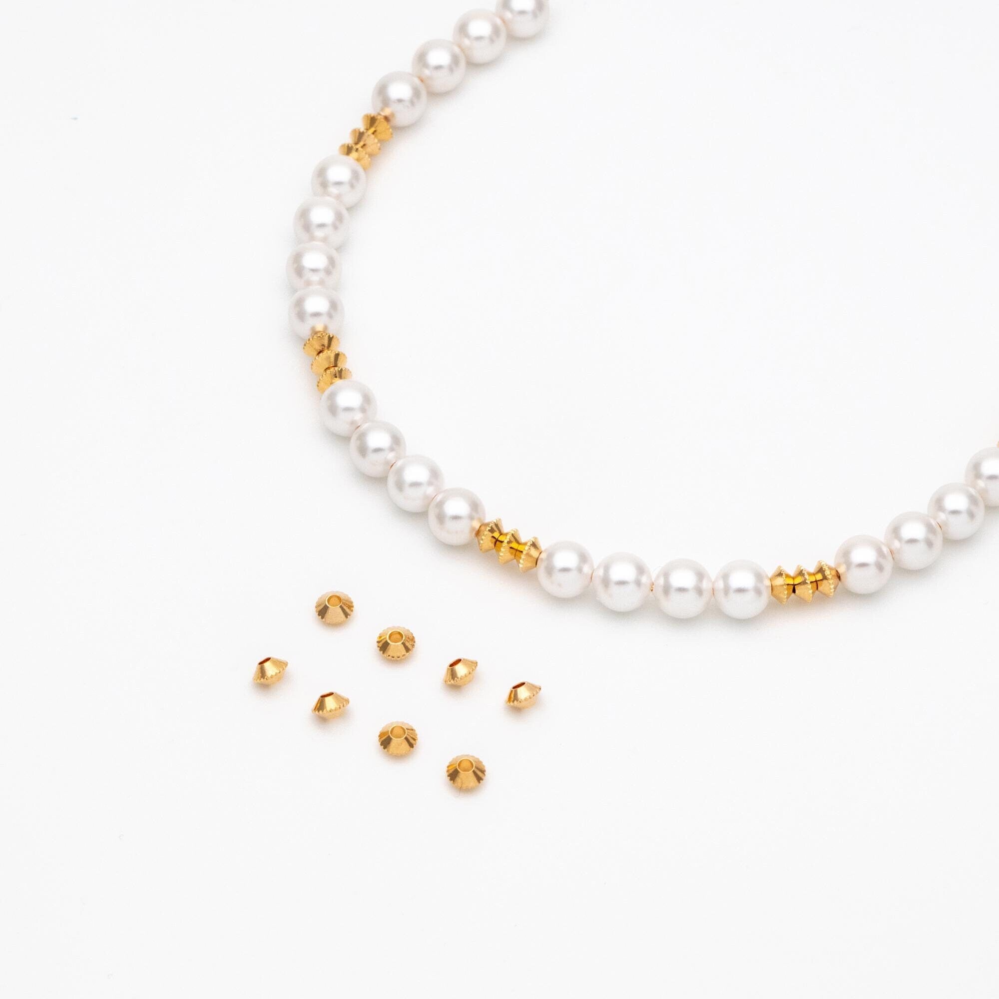 20pcs Gold Gear Round Spacer Beads 4mm, Jewelry Making Supplies Wholesale (GB-3795)